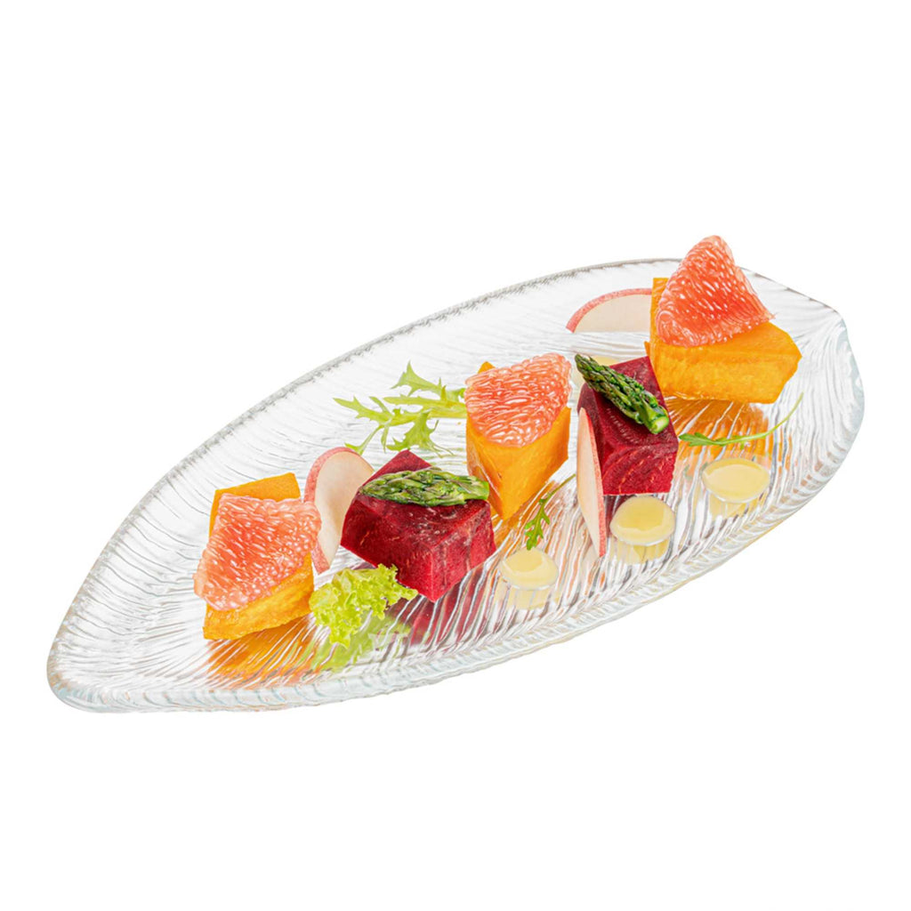 Vetri Clear Glass Leaf Serving Plate - 11 3/4" x 5 1/2" x 3/4" - 1 count box