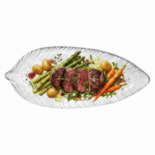 Vetri Clear Glass Leaf Serving Plate - 11 3/4" x 5 1/2" x 3/4" - 1 count box