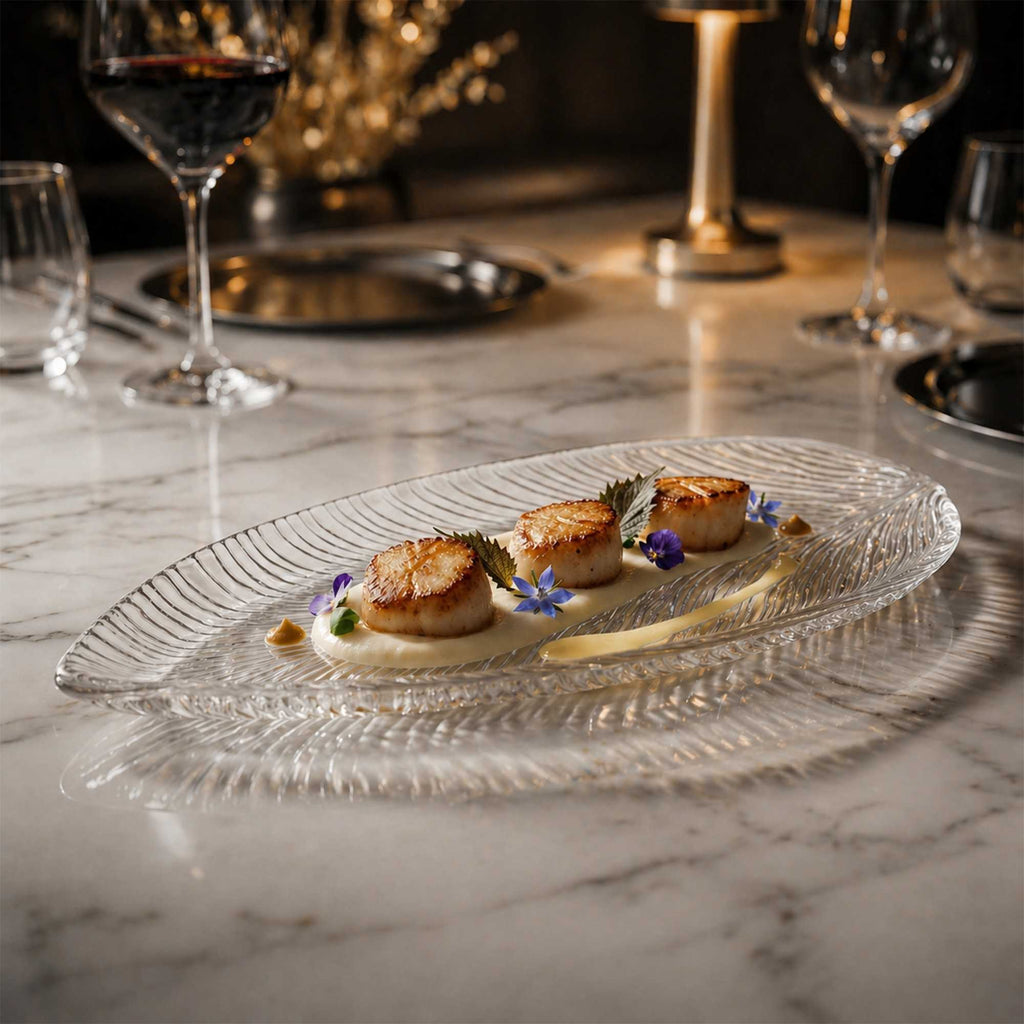 Vetri Clear Glass Leaf Serving Plate - 11 3/4" x 5 1/2" x 3/4" - 1 count box