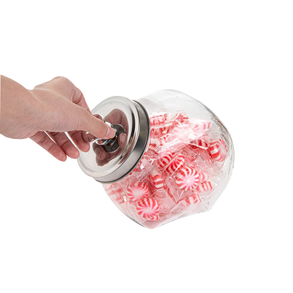 Vetri 0.3 gal Glass Penny Jar - with Chrome Lid - 3 1/2" x 3 1/2" x 6 1/4" - 1 count box