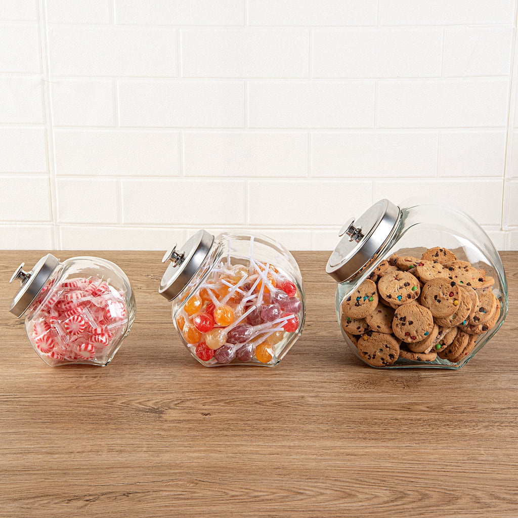 Vetri 0.3 gal Glass Penny Jar - with Chrome Lid - 3 1/2" x 3 1/2" x 6 1/4" - 1 count box