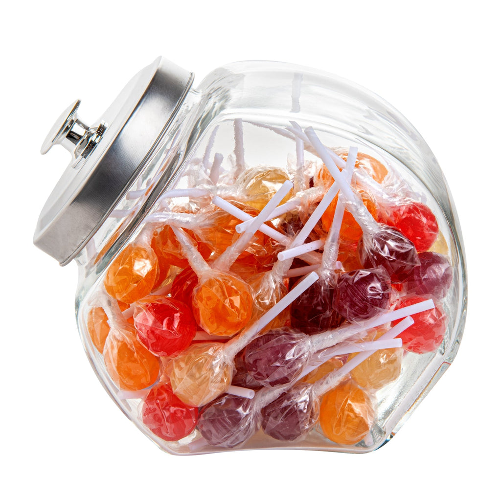 Vetri 0.5 gal Glass Penny Jar - with Chrome Lid - 4" x 4" x 7 1/2" - 1 count box