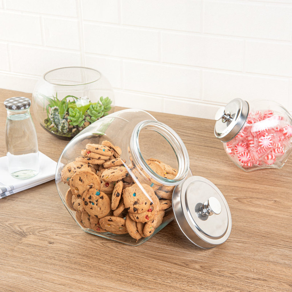 Vetri 1 gal Glass Penny Jar - with Chrome Lid - 4 1/2" x 4 1/2" x 9" - 1 count box