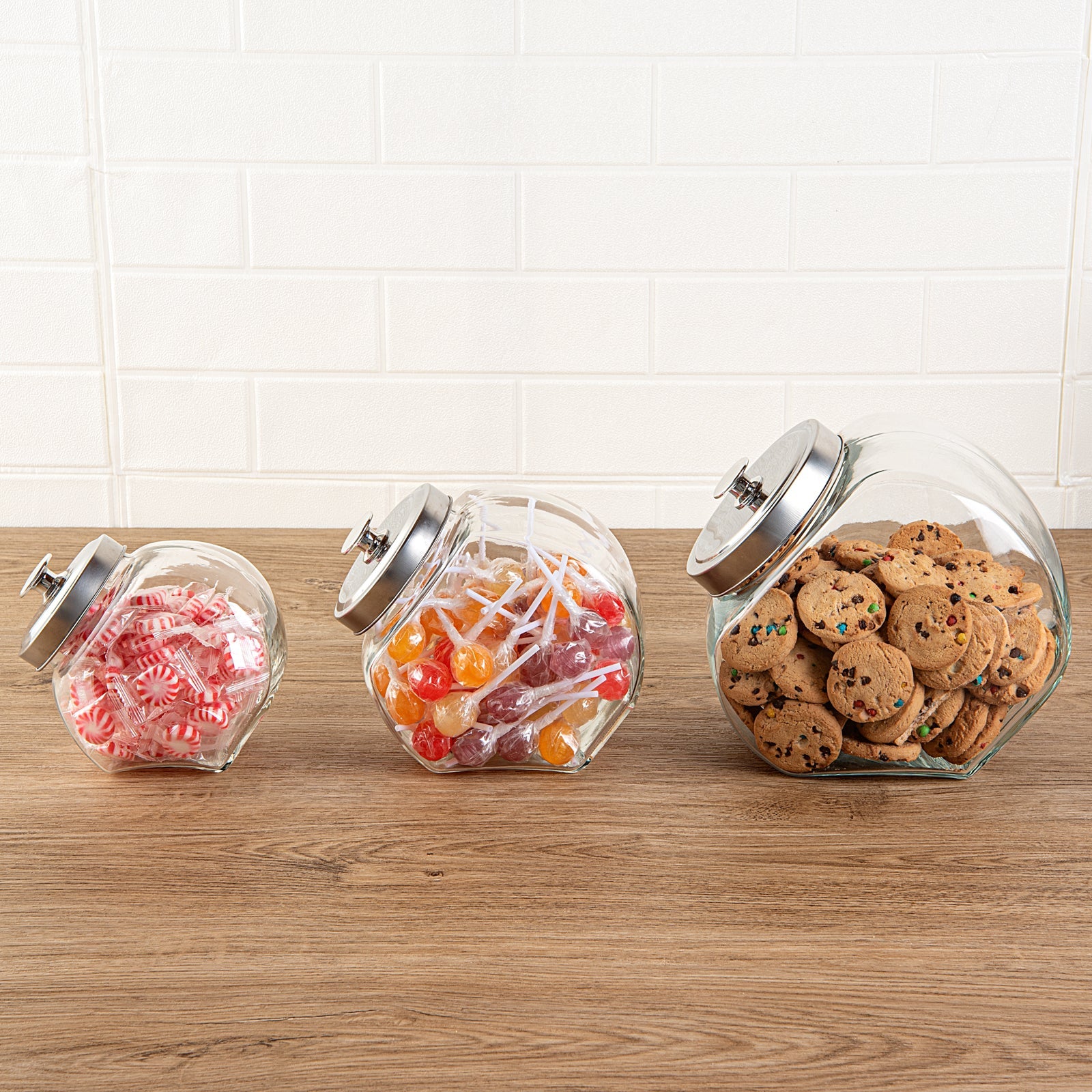 Vetri 1 gal Glass Penny Jar - with Chrome Lid - 4 1/2" x 4 1/2" x 9" - 1 count box