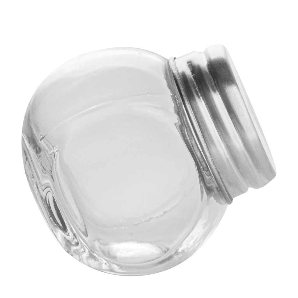 Vetri 2 oz Glass Mini Favor Jar - with Chrome Lid - 2 1/4" x 1 1/2" x 2 1/4" - 10 count box