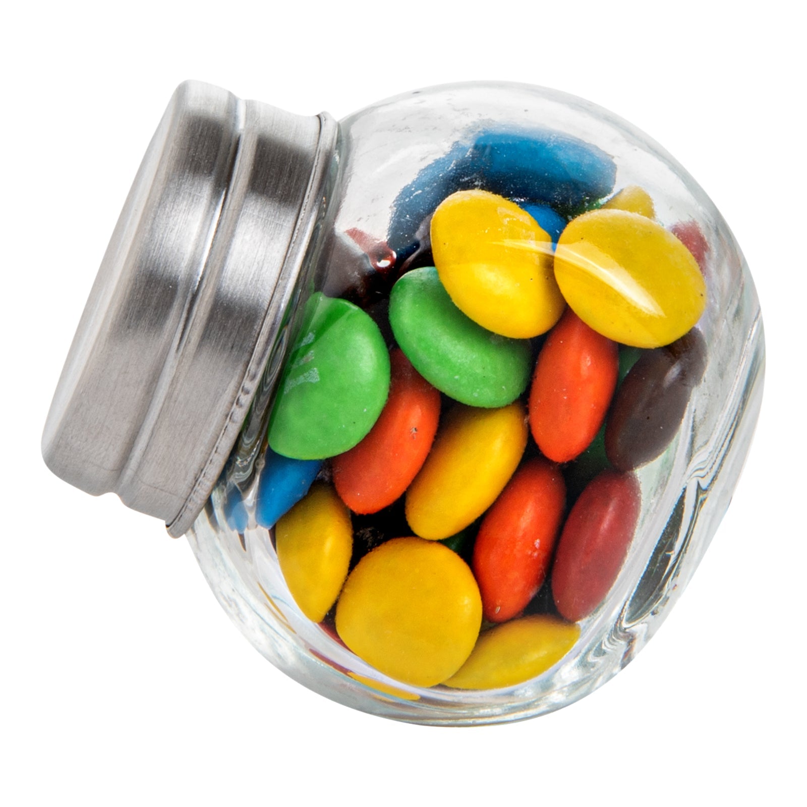 Vetri 2 oz Glass Mini Favor Jar - with Chrome Lid - 2 1/4" x 1 1/2" x 2 1/4" - 100 count box