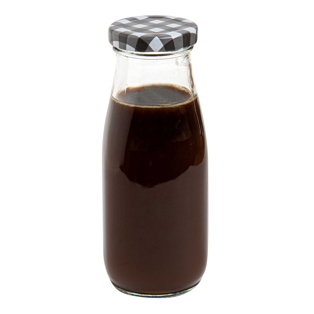 French Countryside 11 oz Glass Bottle - with Black Plaid Lid - 2 1/2" x 2 1/2" x 6" - 10 count box