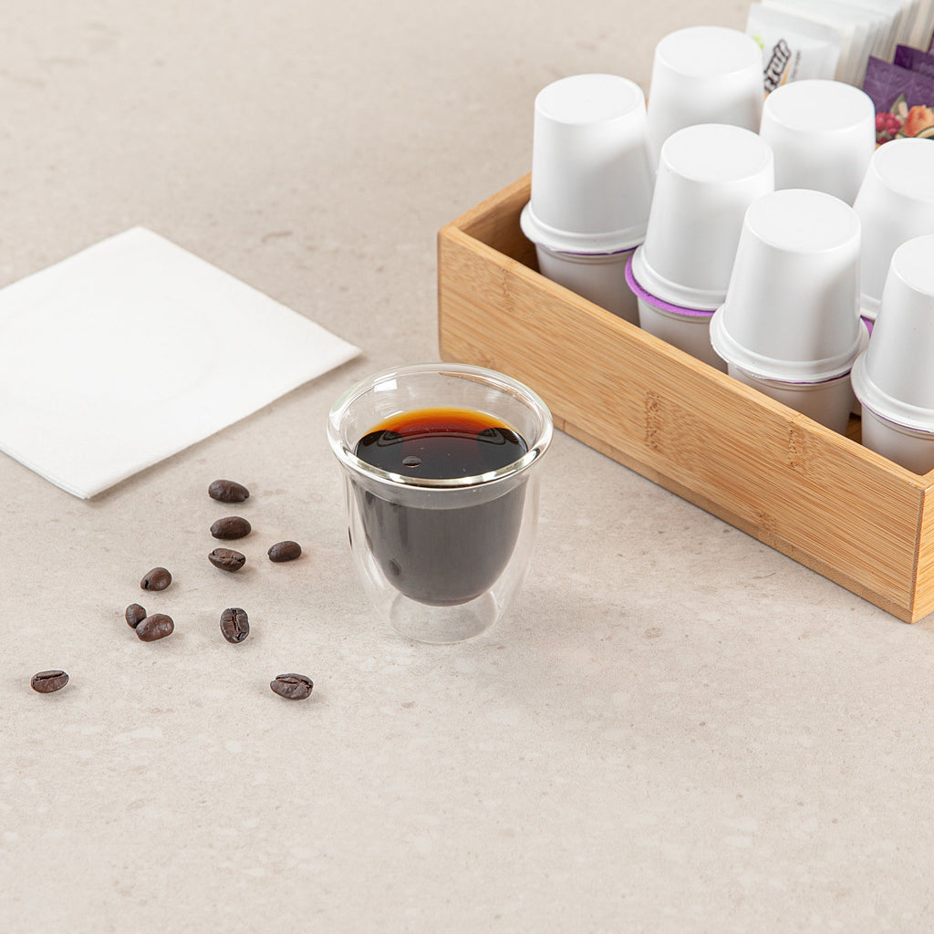 Forma Professional 3 oz Shot Glass / Espresso Cup - Double Wall, Borosilicate - 2 1/2'' x 2 1/2'' x 2 1/2'' - 2 count box