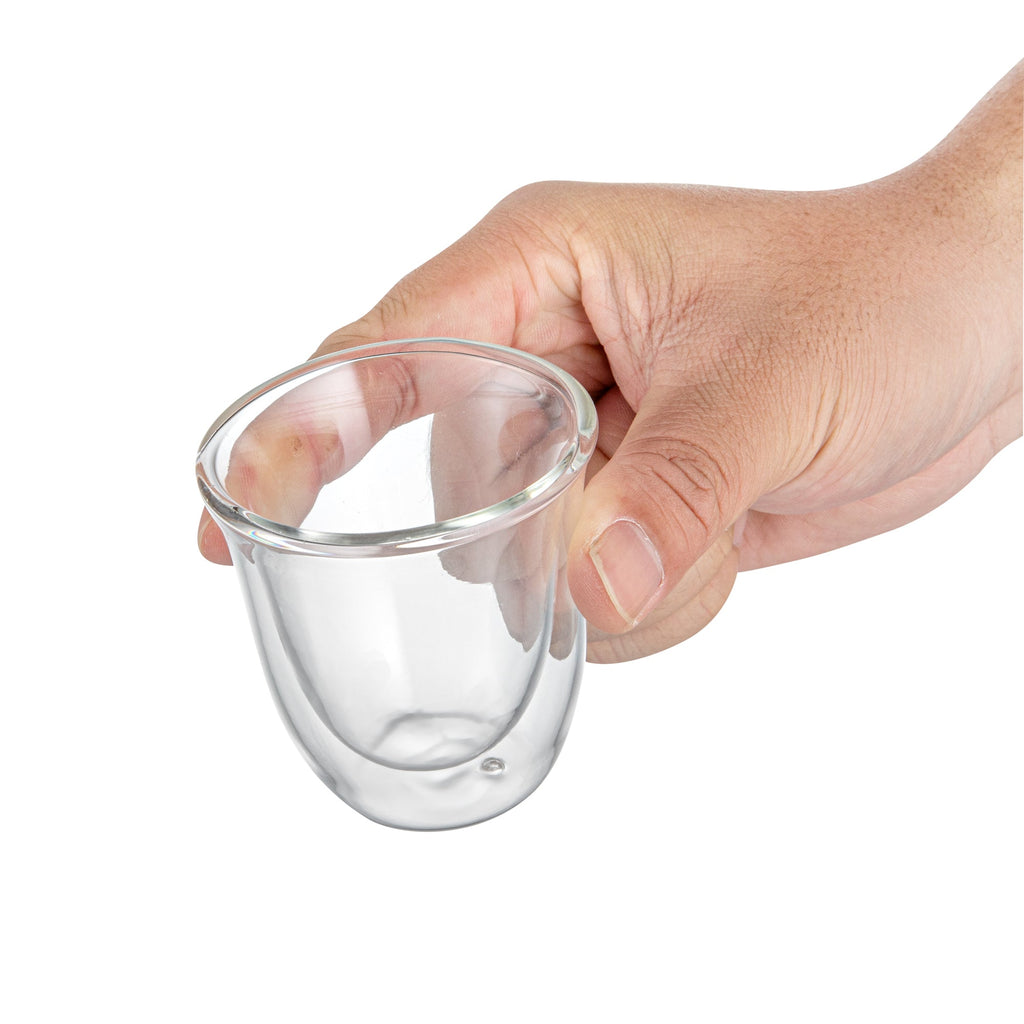Forma Professional 3 oz Shot Glass / Espresso Cup - Double Wall, Borosilicate - 2 1/2'' x 2 1/2'' x 2 1/2'' - 2 count box