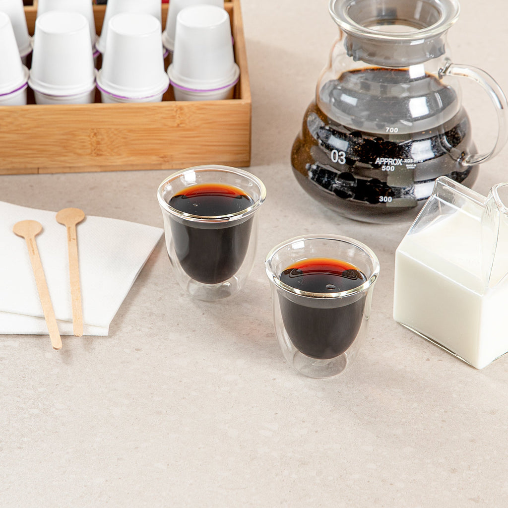 Forma Professional 3 oz Shot Glass / Espresso Cup - Double Wall, Borosilicate - 2 1/2'' x 2 1/2'' x 2 1/2'' - 12 count box