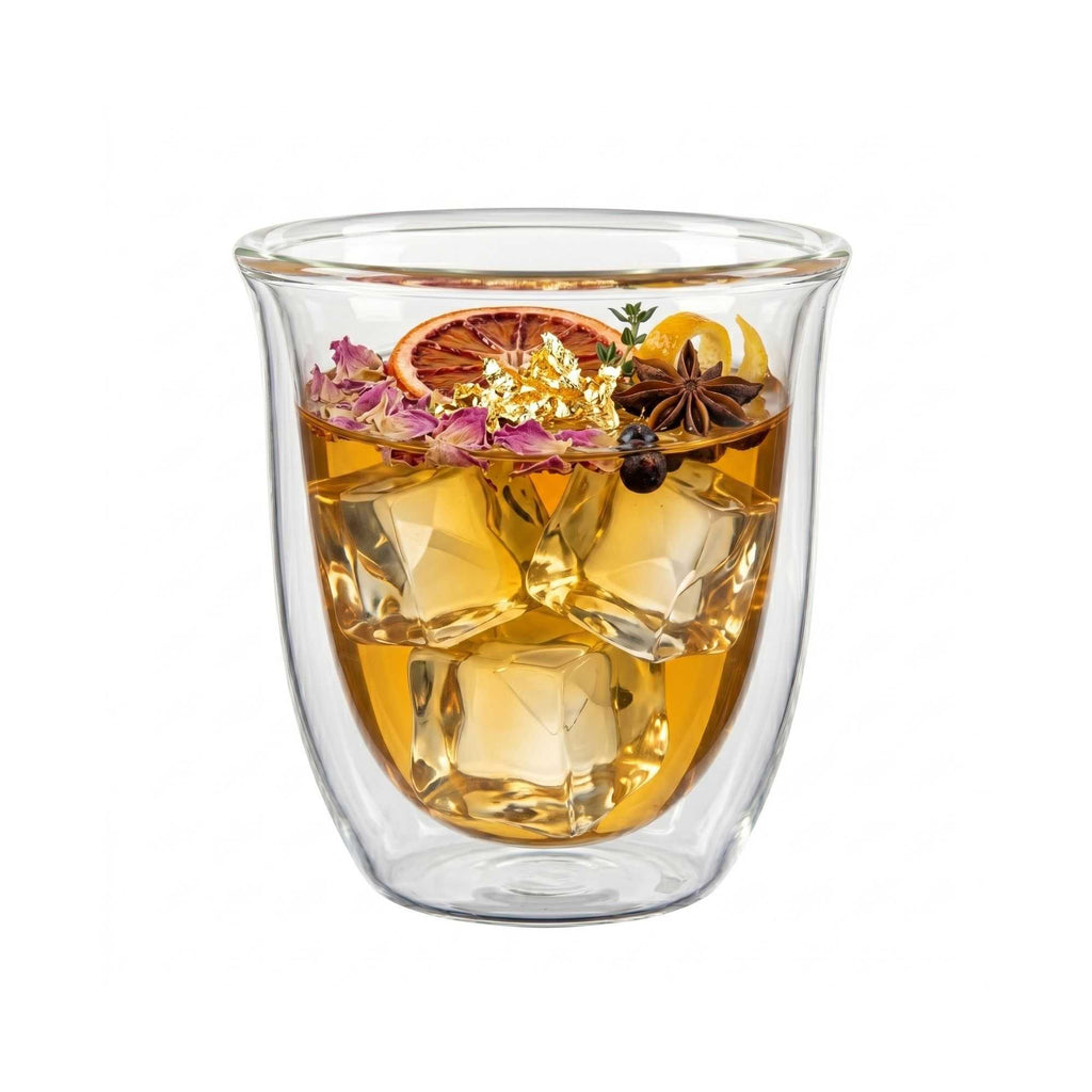 Forma Professional 7 oz Glass Coffee Cup - Double Wall, Borosilicate - 3 1/2'' x 3 1/2'' x 3 3/4'' - 2 count box