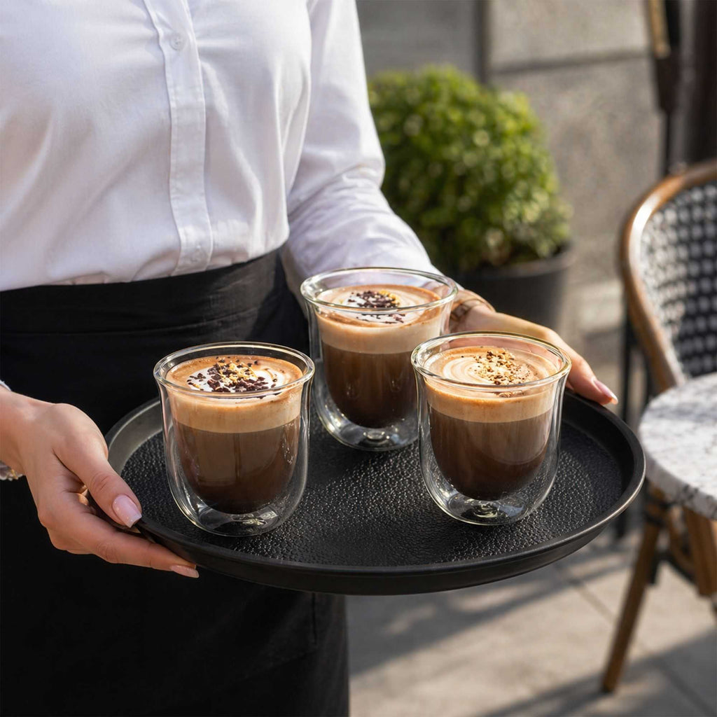 Forma Professional 7 oz Glass Coffee Cup - Double Wall, Borosilicate - 3 1/2'' x 3 1/2'' x 3 3/4'' - 2 count box