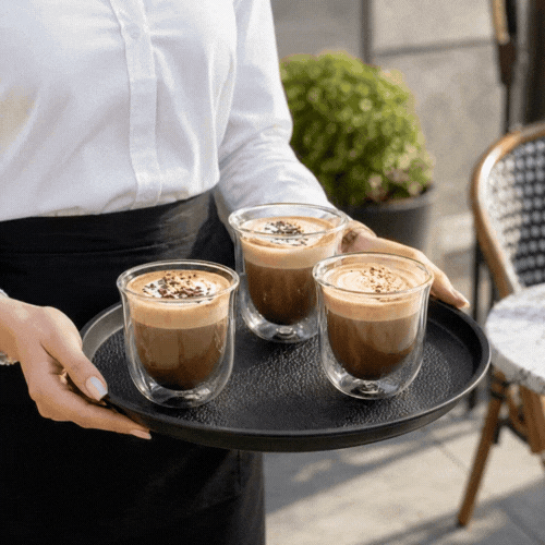Forma Professional 7 oz Glass Coffee Cup - Double Wall, Borosilicate - 3 1/2'' x 3 1/2'' x 3 3/4'' - 12 count box