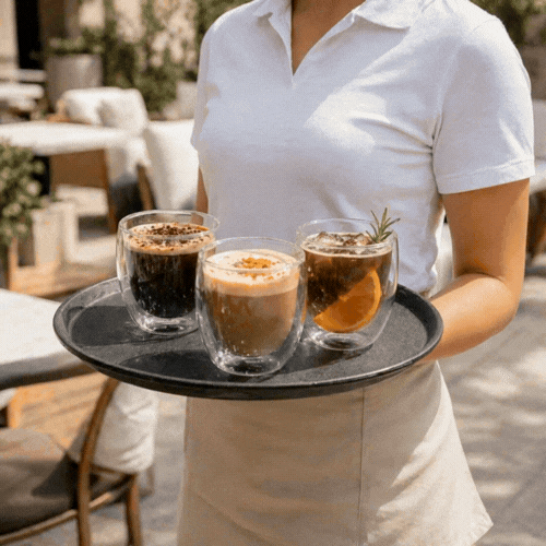 Forma Professional 8 oz Coffee Cup - Double Wall, Borosilicate - 3 1/4'' x 3 1/4'' x 3 1/2'' - 2 count box