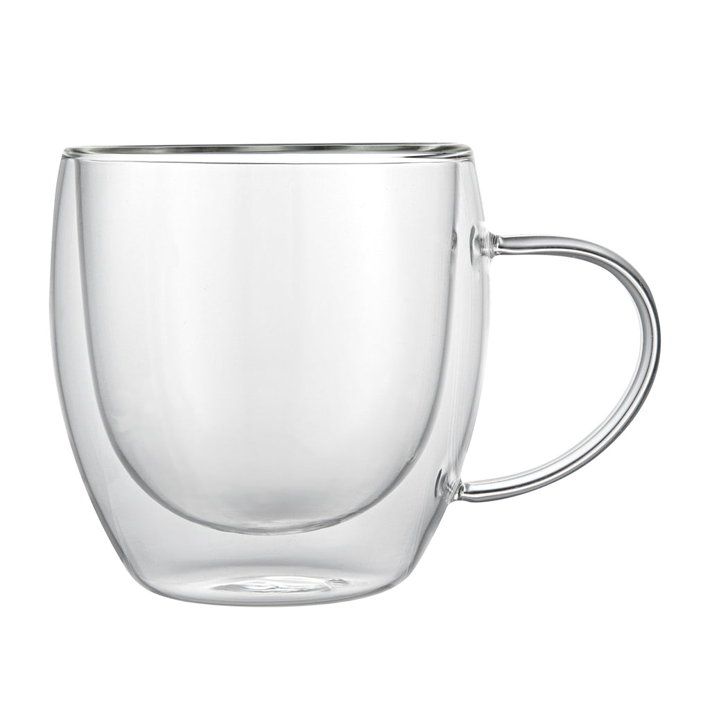 Forma Professional 8 oz Glass Coffee Cup - Double Wall, Borosilicate, with Handle - 3'' x 3'' x 3 1/2'' - 12 count box