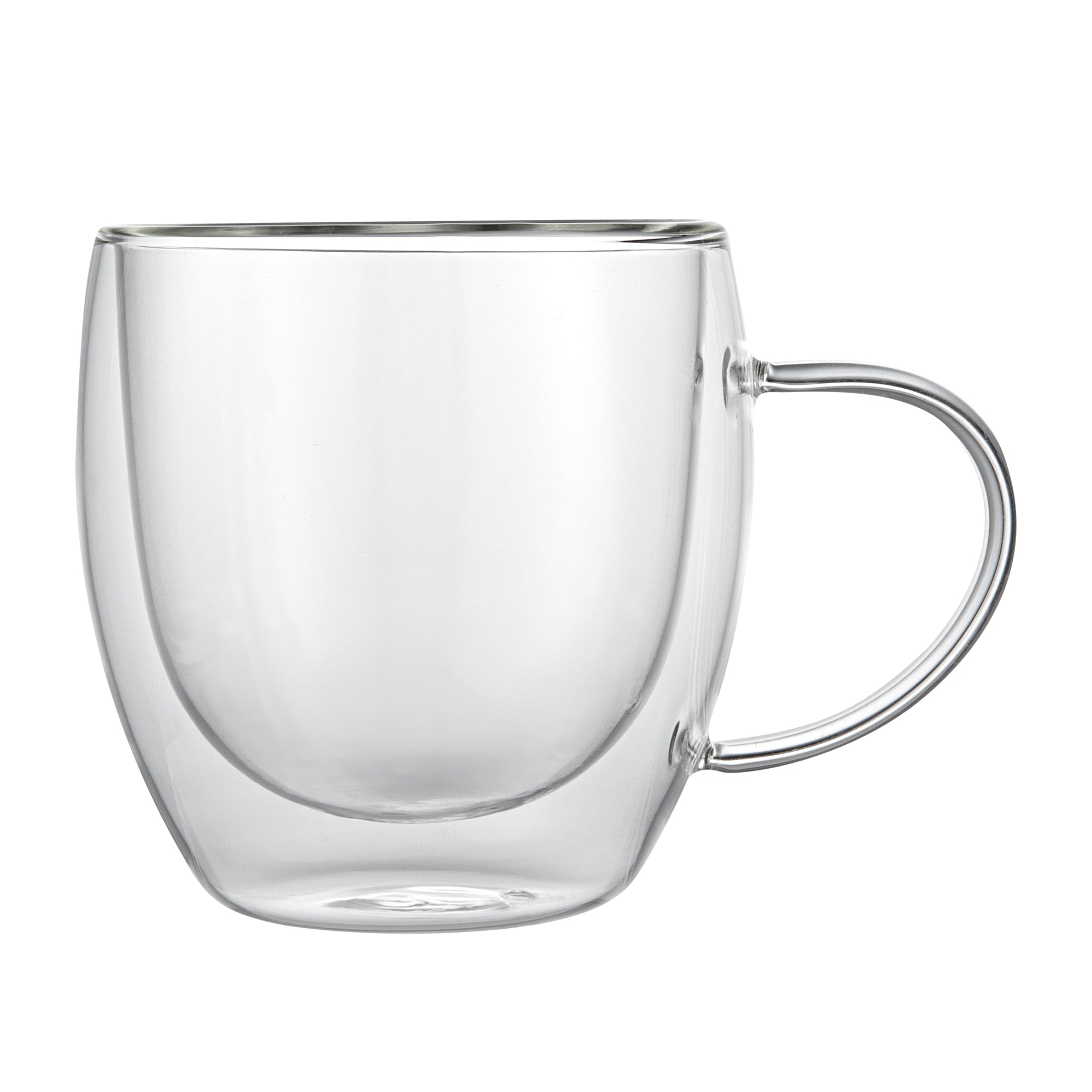 Forma Professional 8 oz Glass Coffee Cup - Double Wall, Borosilicate, with Handle - 3'' x 3'' x 3 1/2'' - 12 count box