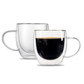 Forma Professional 8 oz Glass Coffee Cup - Double Wall, Borosilicate, with Handle - 3'' x 3'' x 3 1/2'' - 2 count box