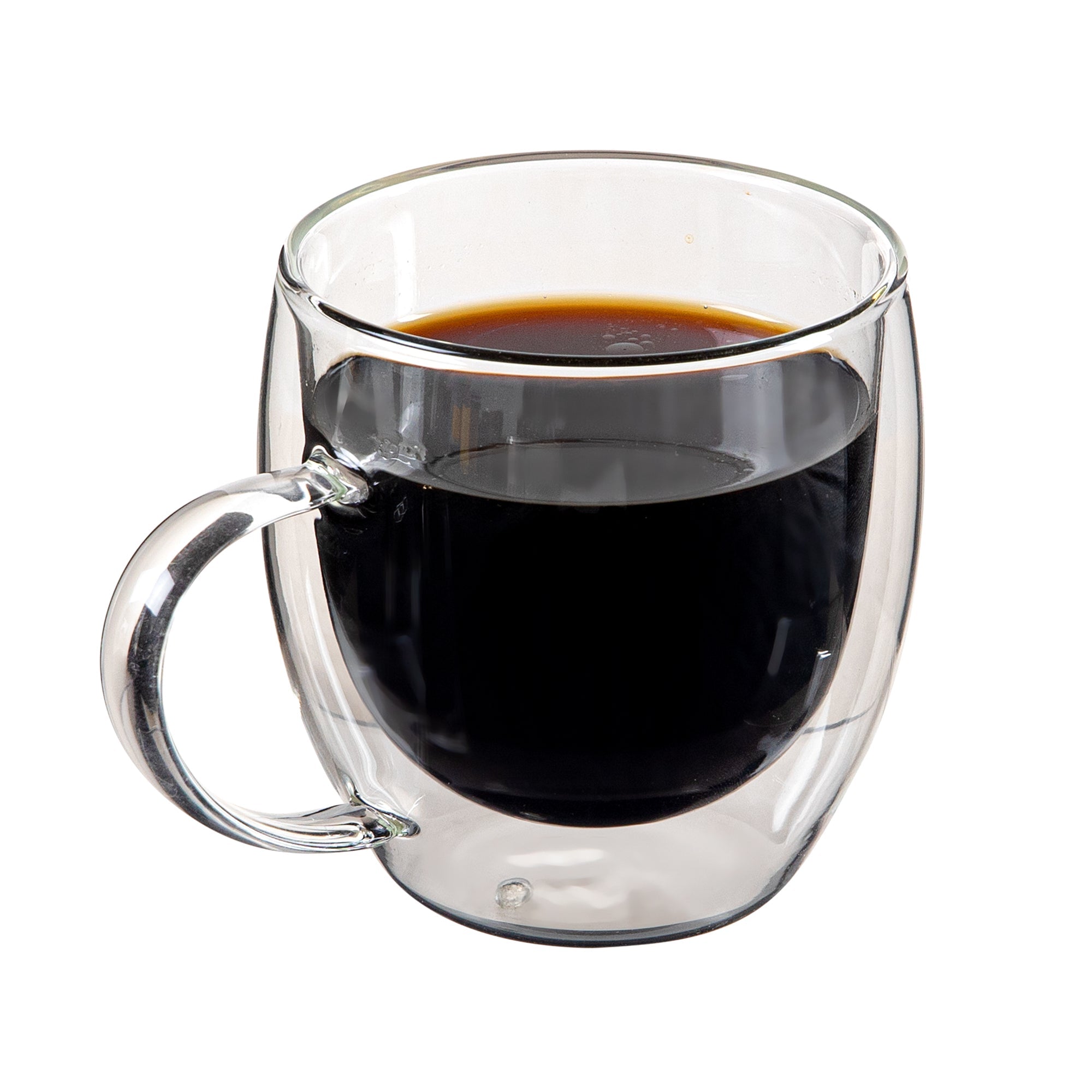 Forma Professional 8 oz Glass Coffee Cup - Double Wall, Borosilicate, with Handle - 3'' x 3'' x 3 1/2'' - 2 count box