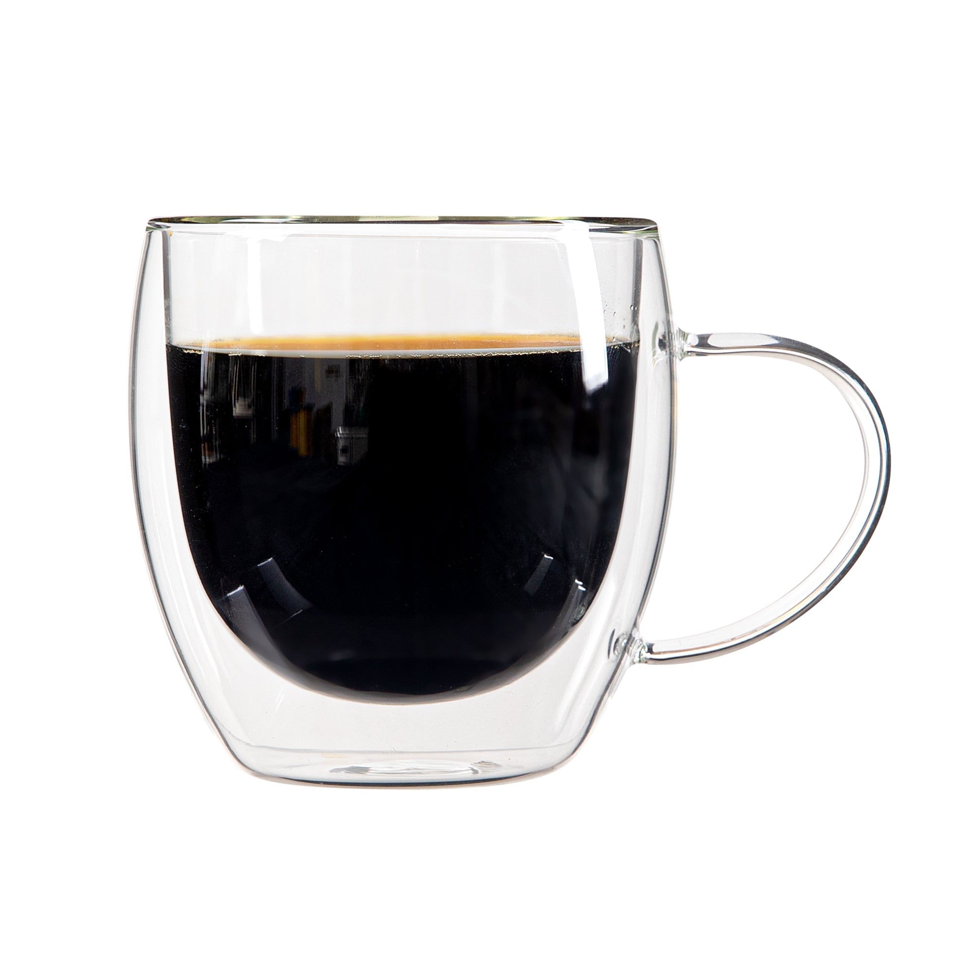 Forma Professional 8 oz Glass Coffee Cup - Double Wall, Borosilicate, with Handle - 3'' x 3'' x 3 1/2'' - 2 count box