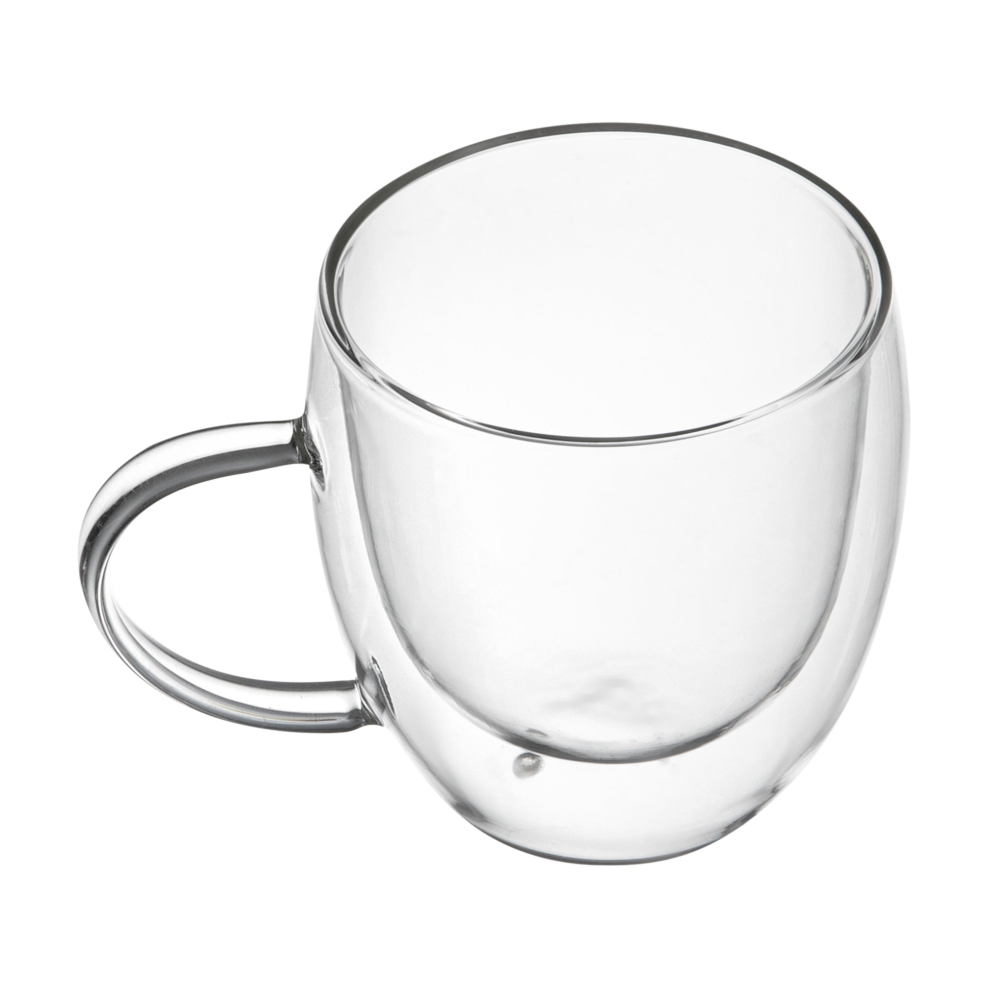 Forma Professional 8 oz Glass Coffee Cup - Double Wall, Borosilicate, with Handle - 3'' x 3'' x 3 1/2'' - 12 count box