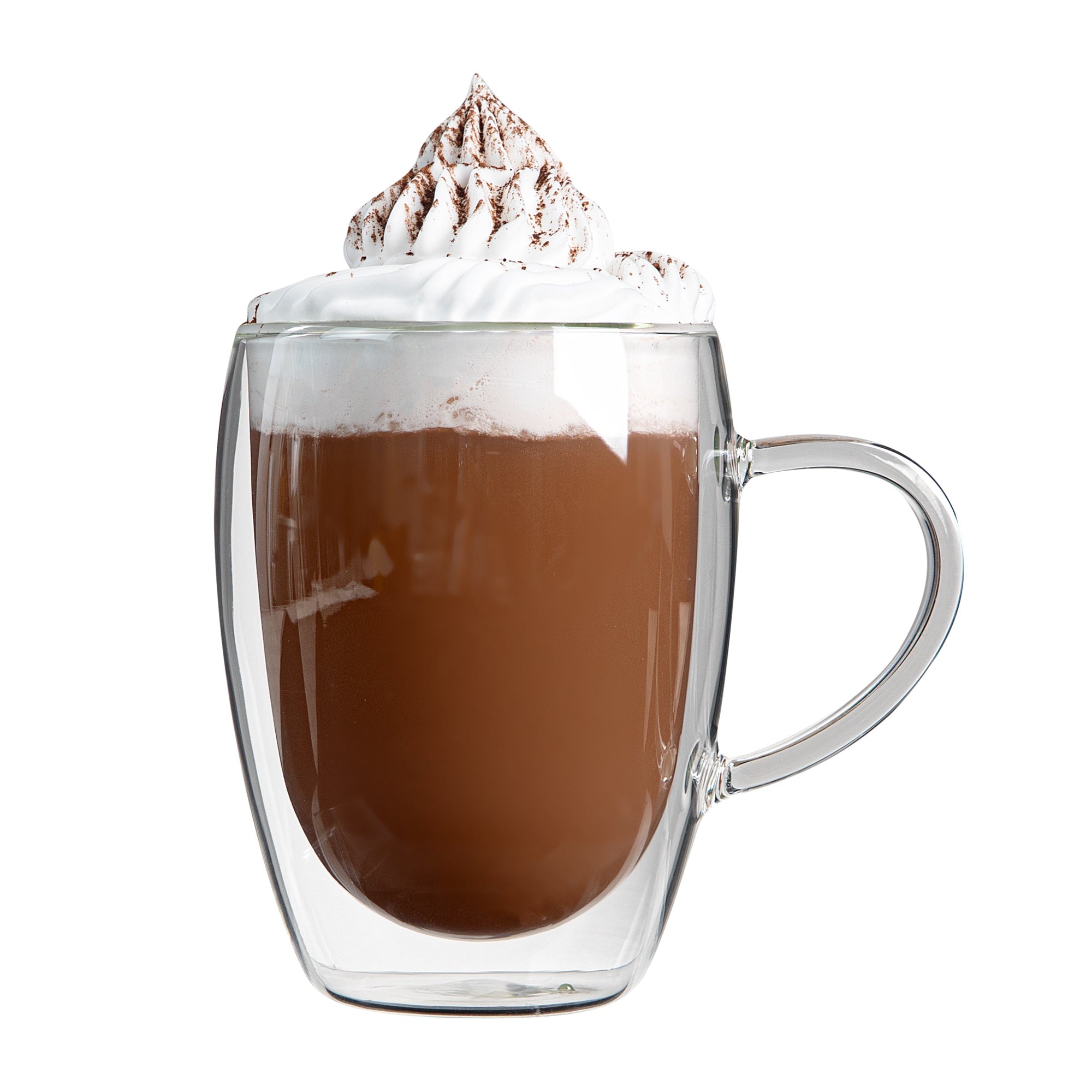 Forma Professional 12 oz Glass Coffee Cup - Double Wall, Borosilicate, with Handle - 3'' x 3'' x 4 1/2'' - 2 count box