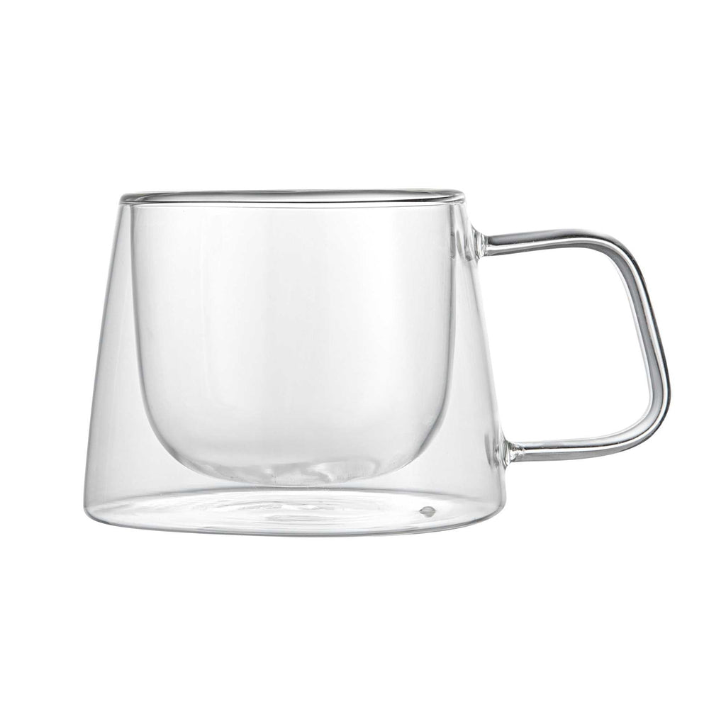 Forma Professional 7 oz Glass Coffee Mug - Double Wall, Borosilicate, with Handle - 3" x 3" x 2 3/4" - 12 count box