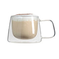 Forma Professional 7 oz Glass Coffee Mug - Double Wall, Borosilicate, with Handle - 3" x 3" x 2 3/4" - 2 count box
