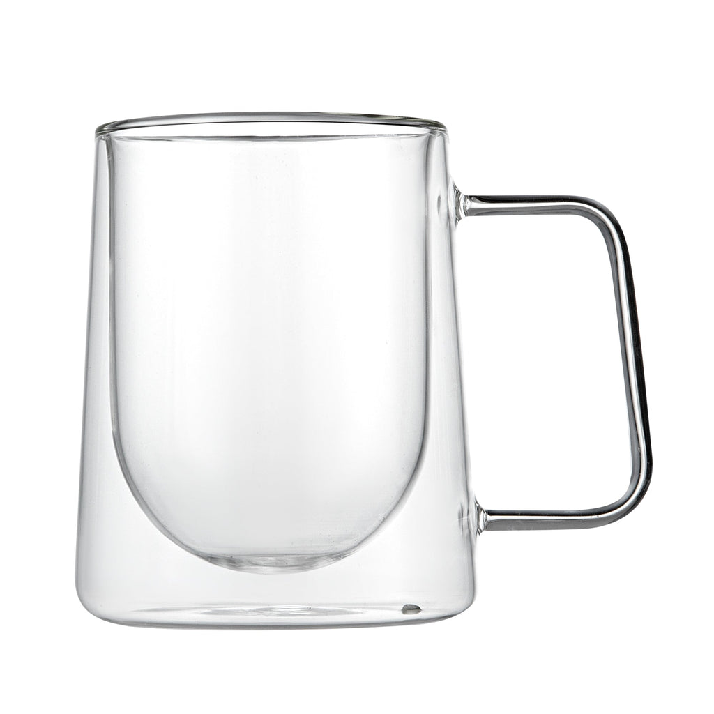 Forma Professional 10 oz Glass Coffee Mug - Double Wall, Borosilicate, with Handle - 3'' x 3'' x 4 1/4'' - 2 count box