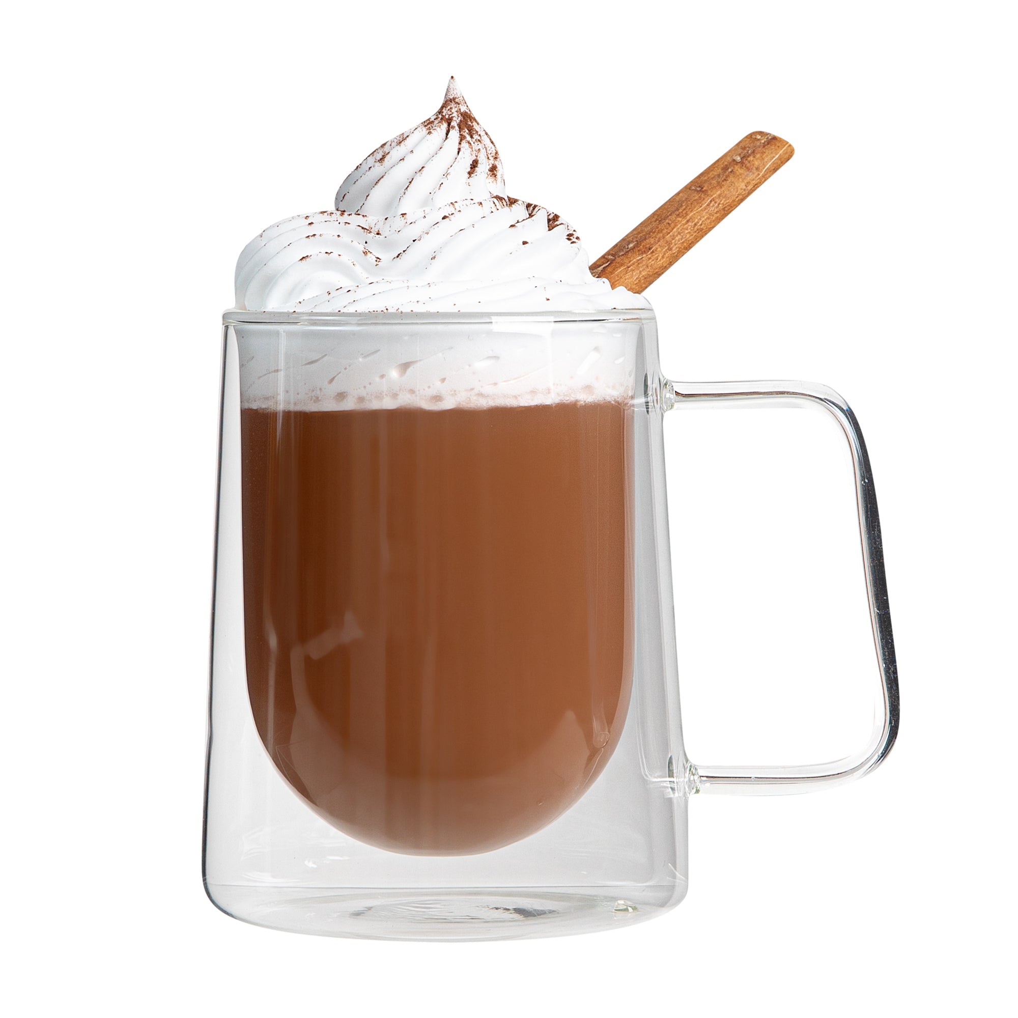 Forma Professional 10 oz Glass Coffee Mug - Double Wall, Borosilicate, with Handle - 3'' x 3'' x 4 1/4'' - 2 count box