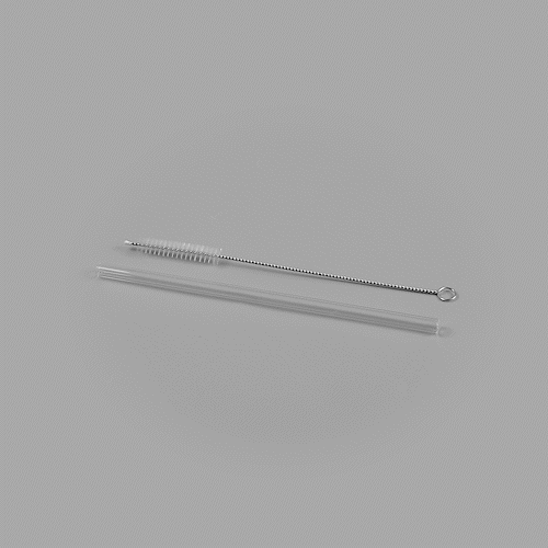 Forma Professional Clear Glass Straw - Borosilicate, with Brush - 7 3/4'' - 10 count box