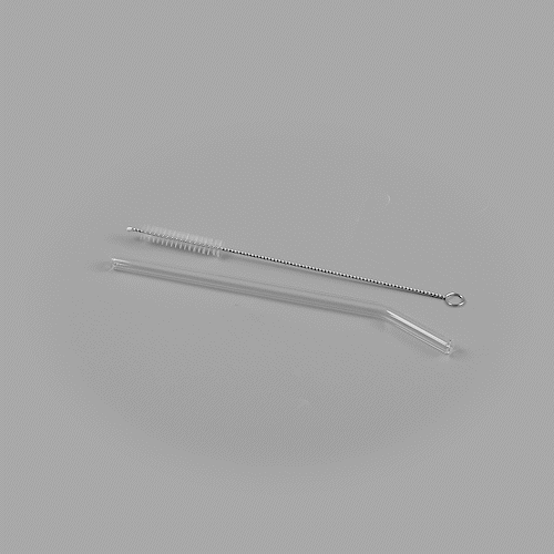 Forma Professional Clear Bent Glass Straw - Borosilicate, with Brush - 7 3/4'' - 10 count box