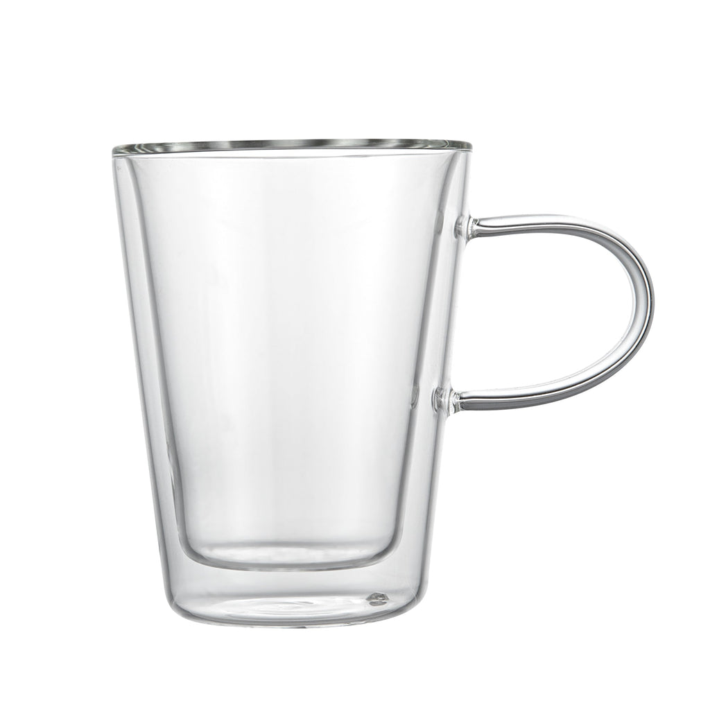 Forma Professional 5 oz Glass Mug - Double Wall, Borosilicate, with Handle - 2 3/4" x 2 3/4" x 3 3/4" - 2 count box