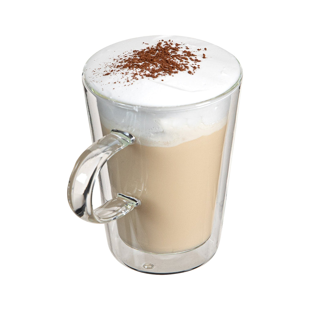 Forma Professional 5 oz Glass Mug - Double Wall, Borosilicate, with Handle - 2 3/4" x 2 3/4" x 3 3/4" - 2 count box