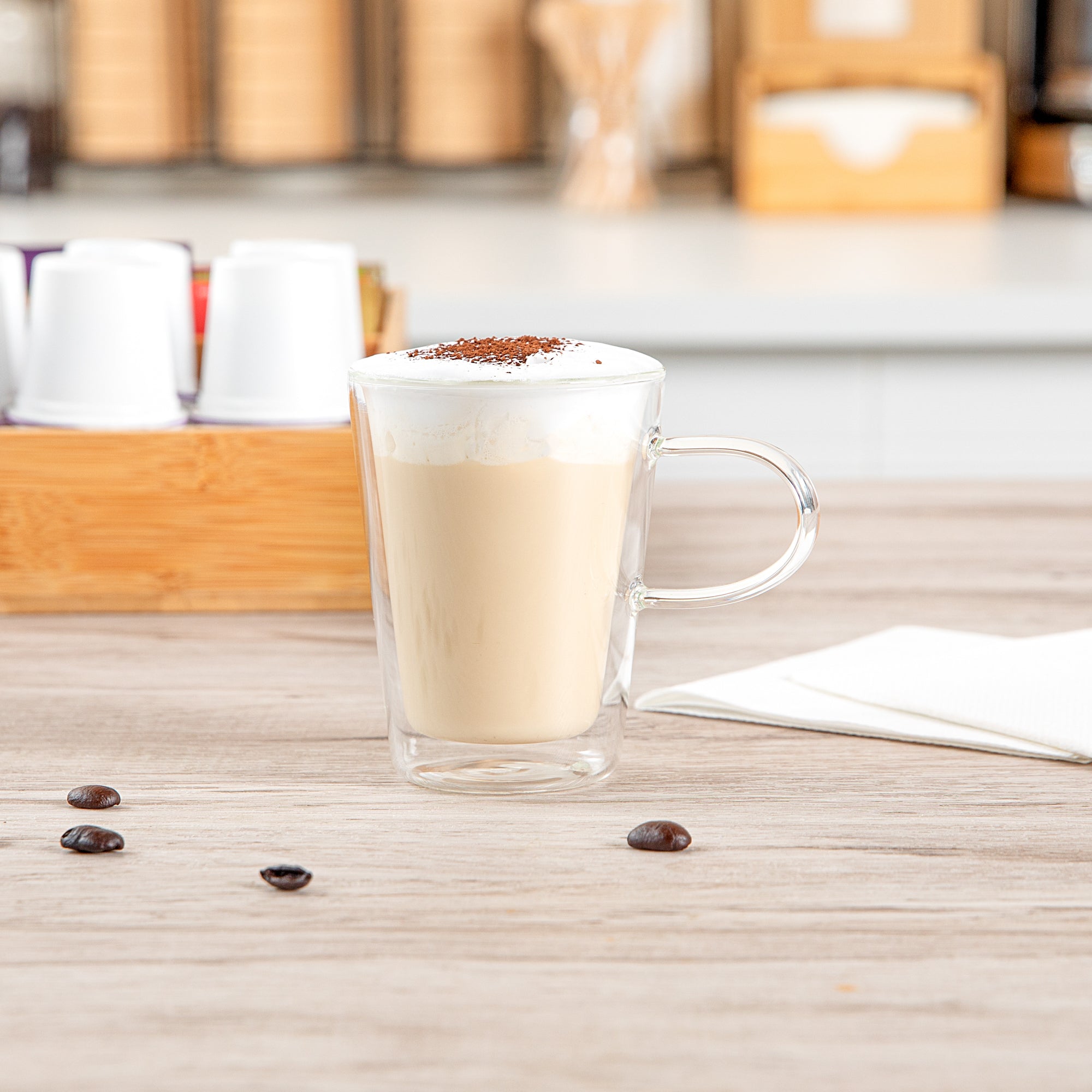 Forma Professional 5 oz Glass Mug - Double Wall, Borosilicate, with Handle - 2 3/4" x 2 3/4" x 3 3/4" - 2 count box