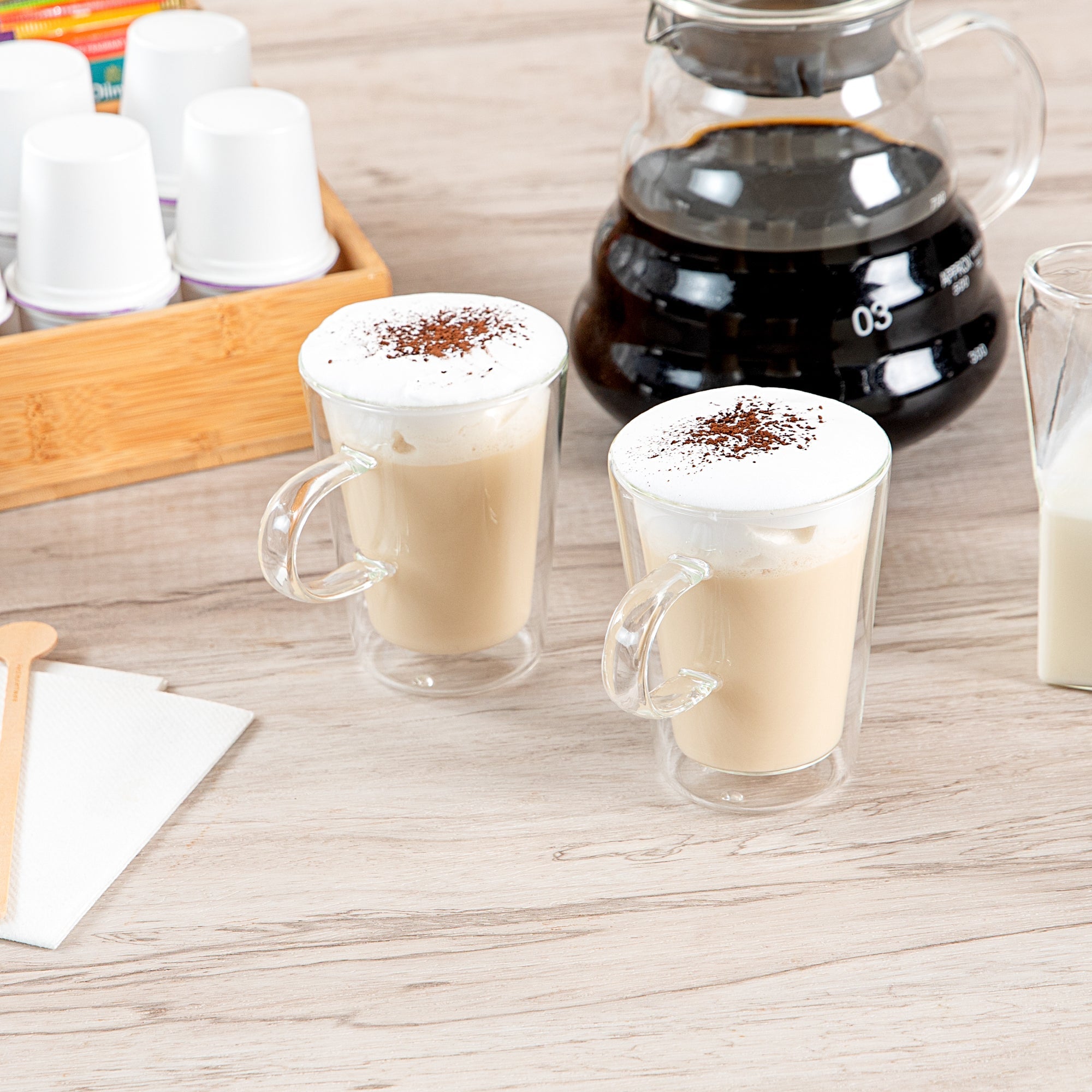 Forma Professional 5 oz Glass Mug - Double Wall, Borosilicate, with Handle - 2 3/4" x 2 3/4" x 3 3/4" - 2 count box