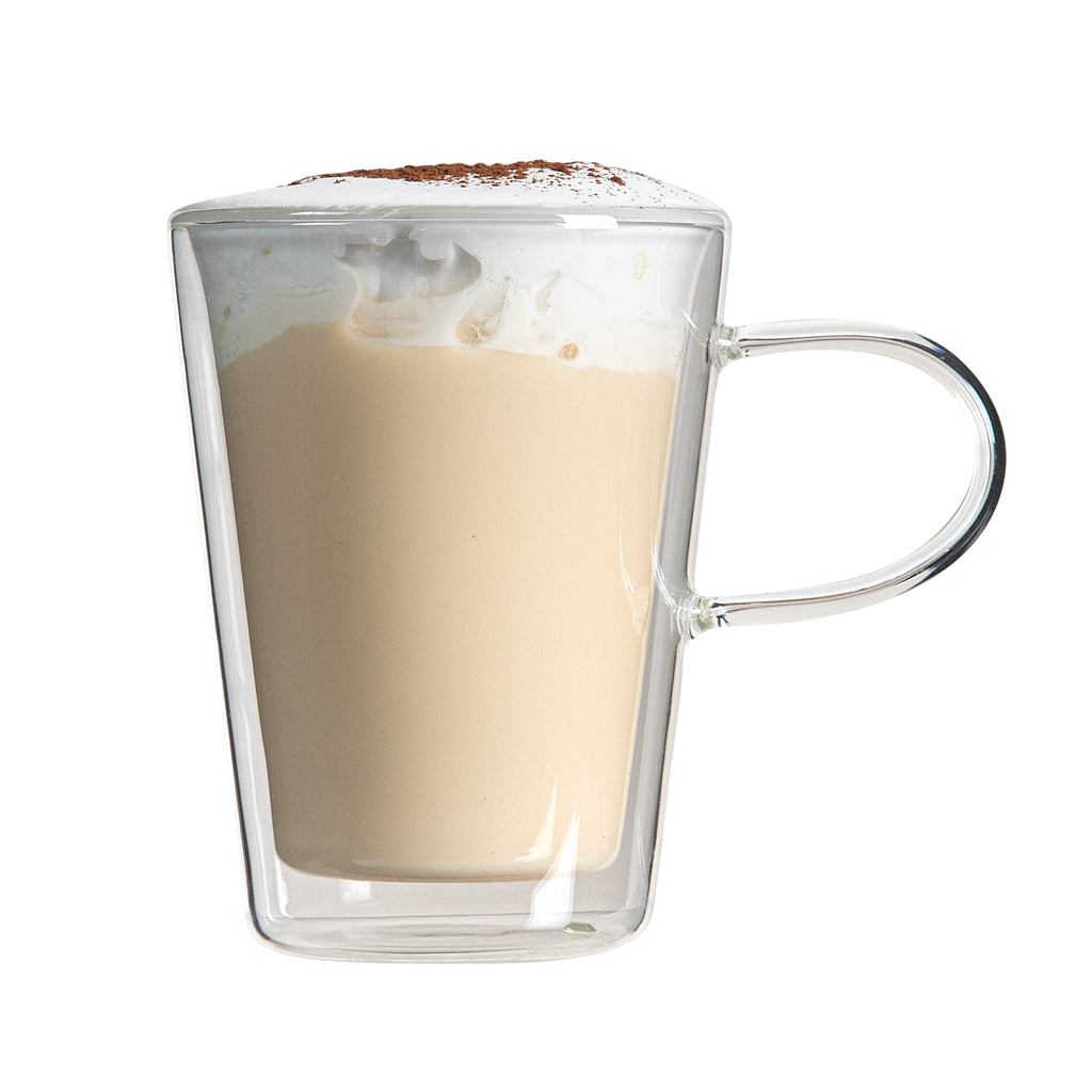 Forma Professional 5 oz Glass Mug - Double Wall, Borosilicate, with Handle - 2 3/4" x 2 3/4" x 3 3/4" - 12 count box