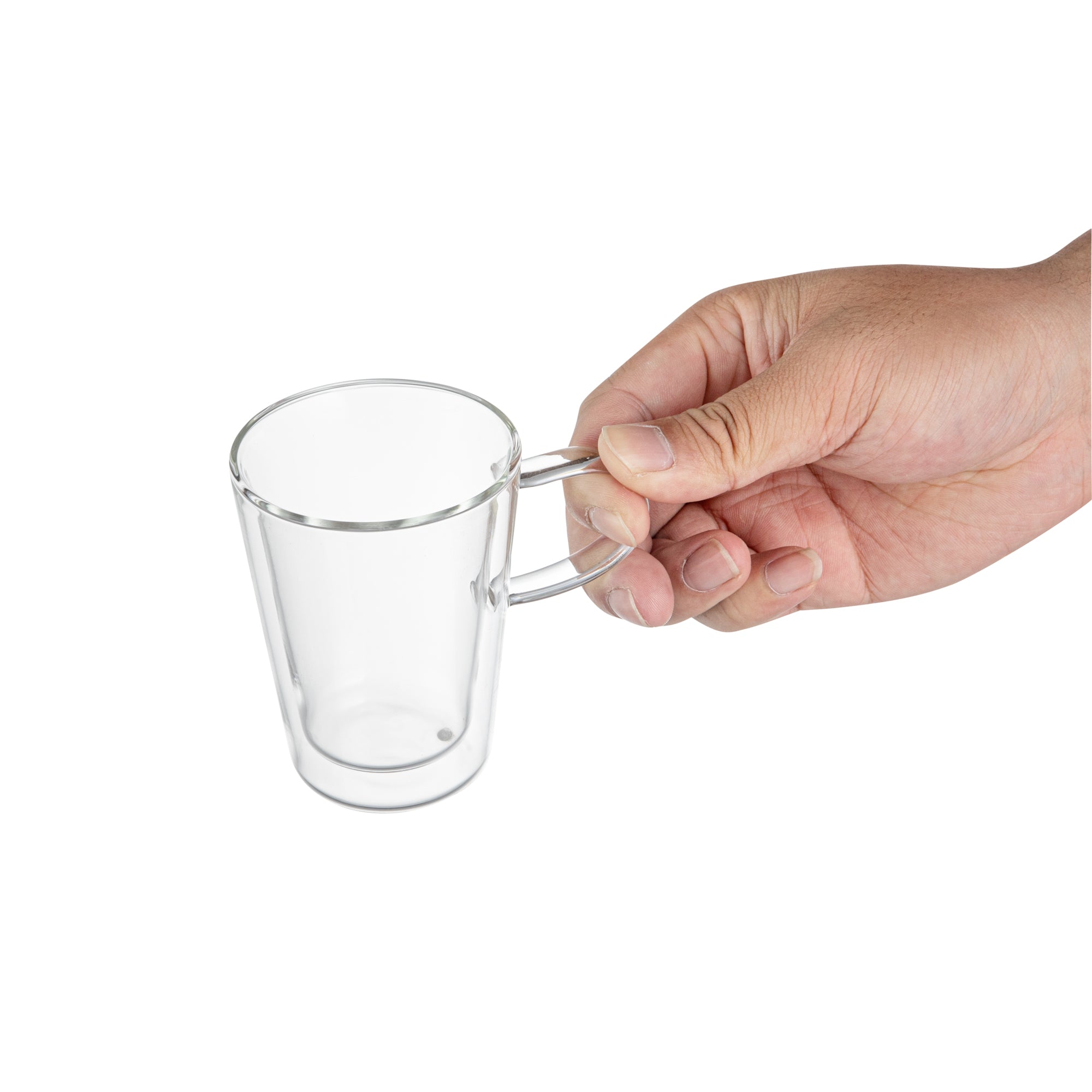 Forma Professional 5 oz Glass Mug - Double Wall, Borosilicate, with Handle - 2 3/4" x 2 3/4" x 3 3/4" - 12 count box
