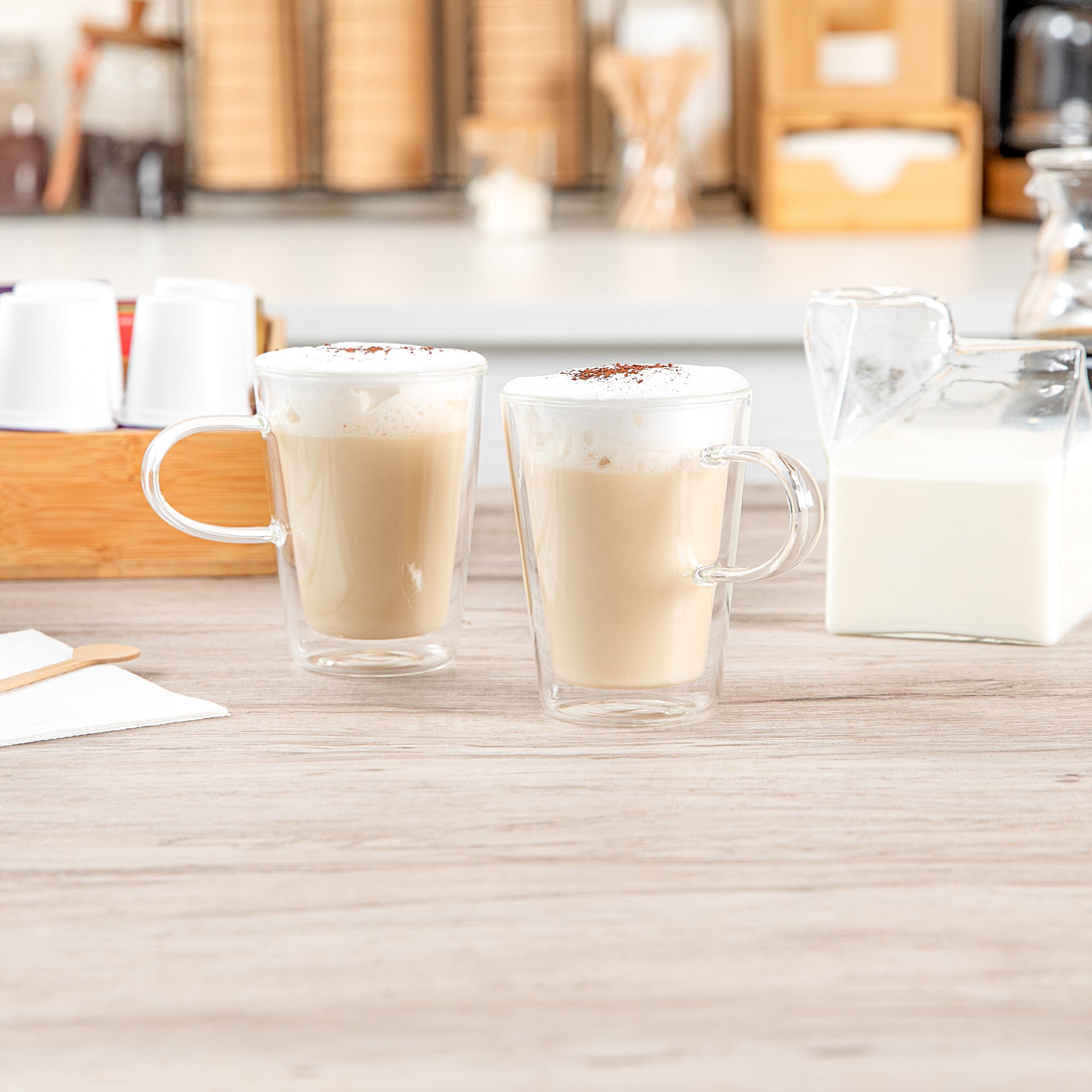 Forma Professional 5 oz Glass Mug - Double Wall, Borosilicate, with Handle - 2 3/4" x 2 3/4" x 3 3/4" - 12 count box
