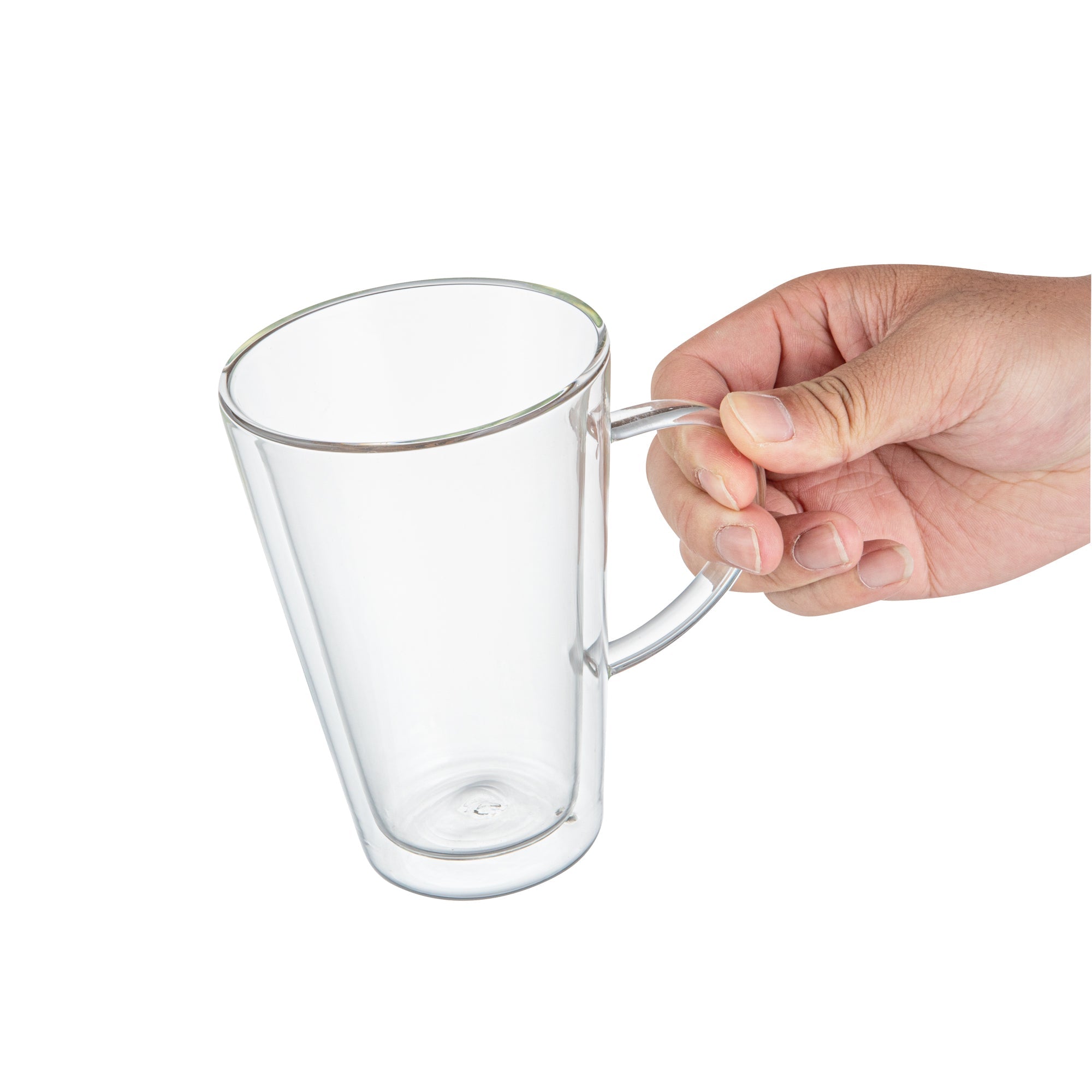Forma Professional 14 oz Glass Mug - Double Wall, Borosilicate, with Handle - 3 3/4" x 3 3/4" x 5 1/2" - 2 count box
