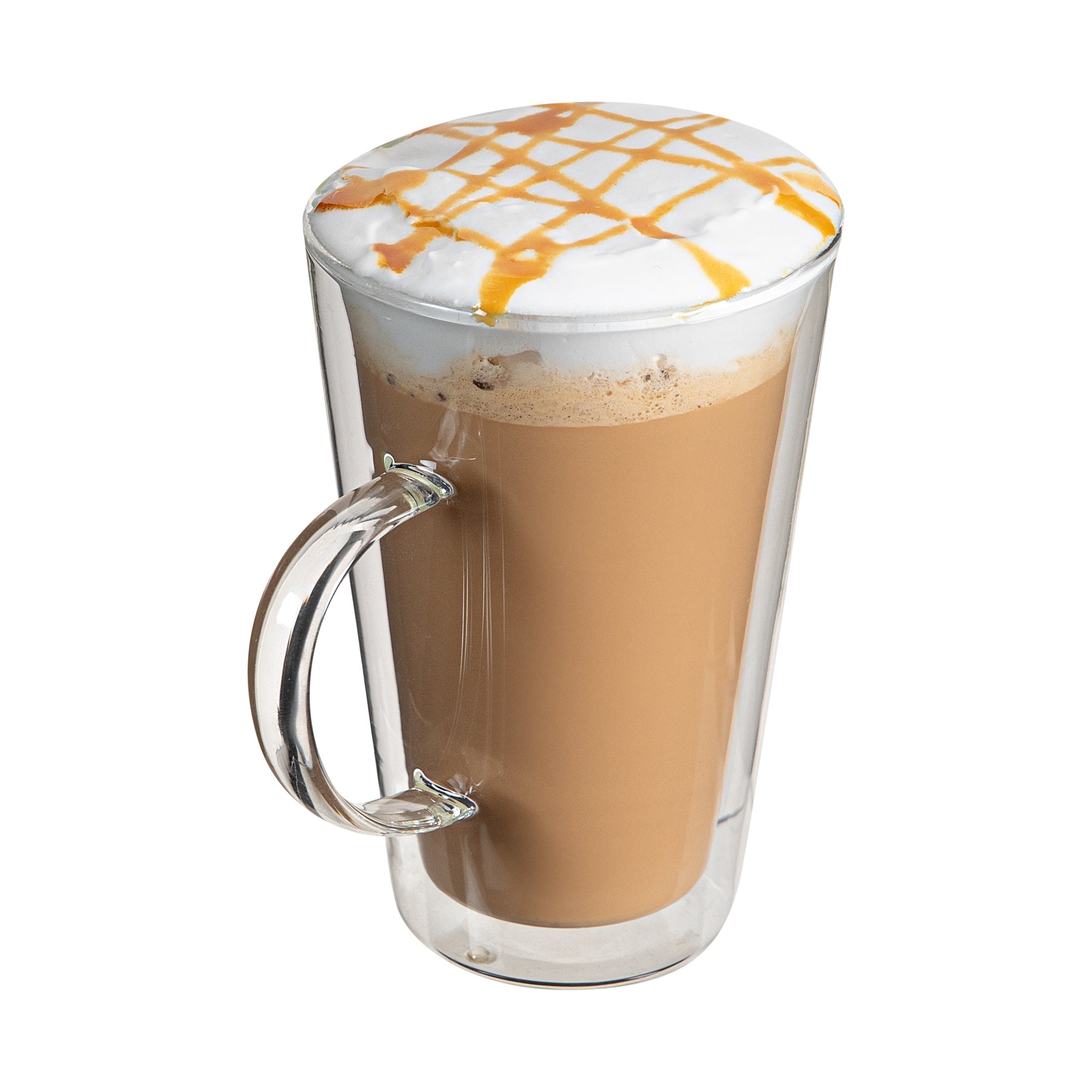 Forma Professional 14 oz Glass Mug - Double Wall, Borosilicate, with Handle - 3 3/4" x 3 3/4" x 5 1/2" - 12 count box