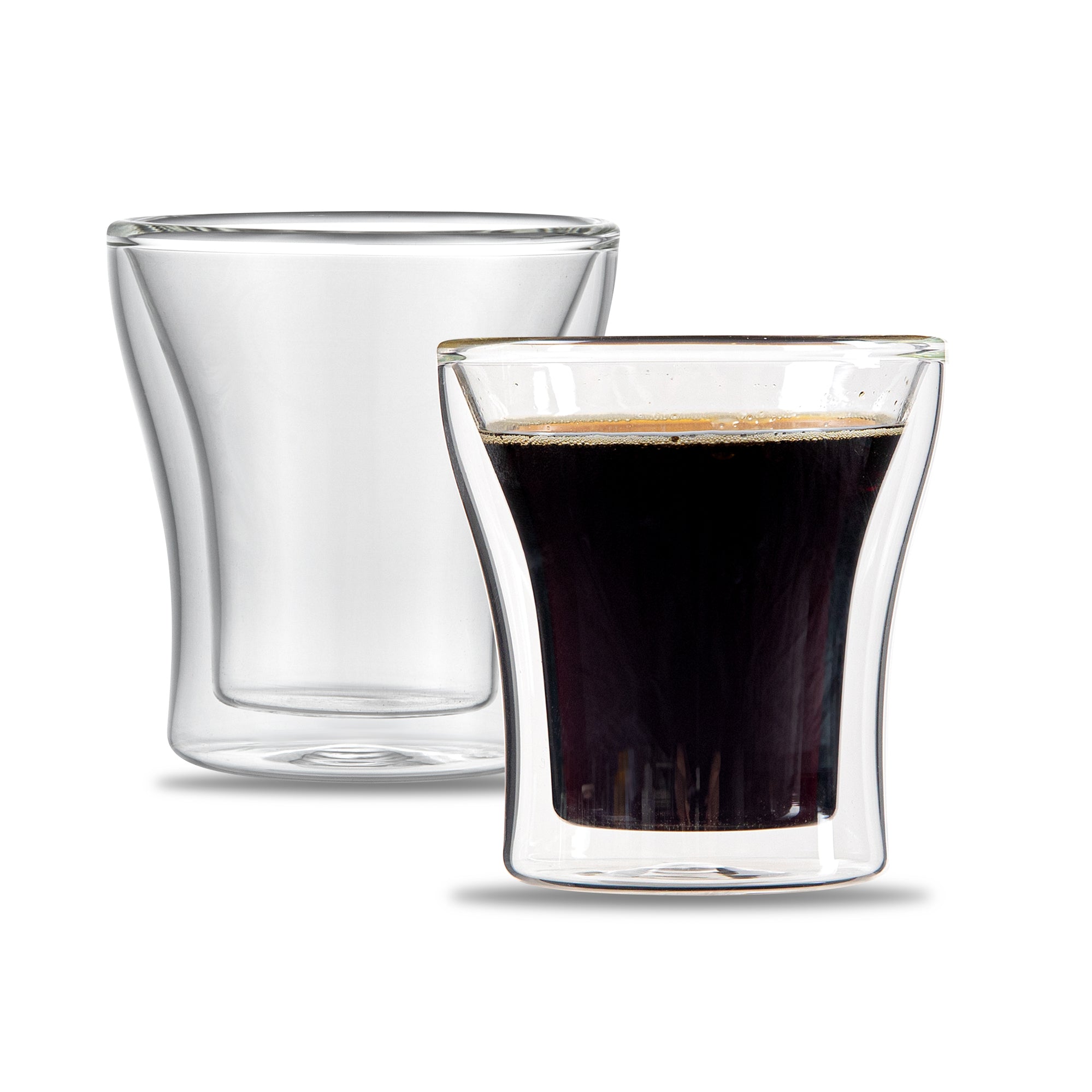 Forma Professional 3 oz Shot Glass / Espresso Cup - Double Wall, Borosilicate - 2 3/4'' x 2 3/4'' x 2 3/4'' - 2 count box