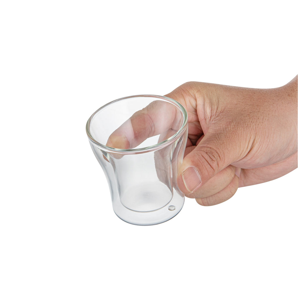 Forma Professional 3 oz Shot Glass / Espresso Cup - Double Wall, Borosilicate - 2 3/4'' x 2 3/4'' x 2 3/4'' - 2 count box