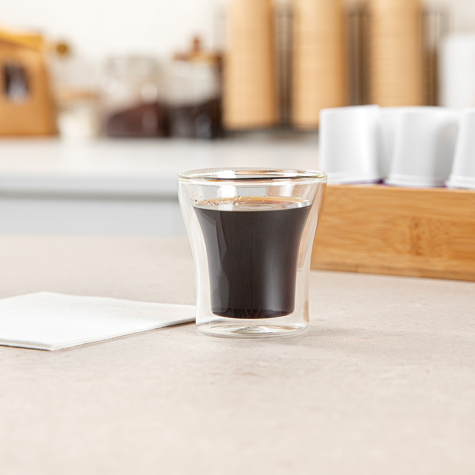 Forma Professional 3 oz Shot Glass / Espresso Cup - Double Wall, Borosilicate - 2 3/4'' x 2 3/4'' x 2 3/4'' - 2 count box