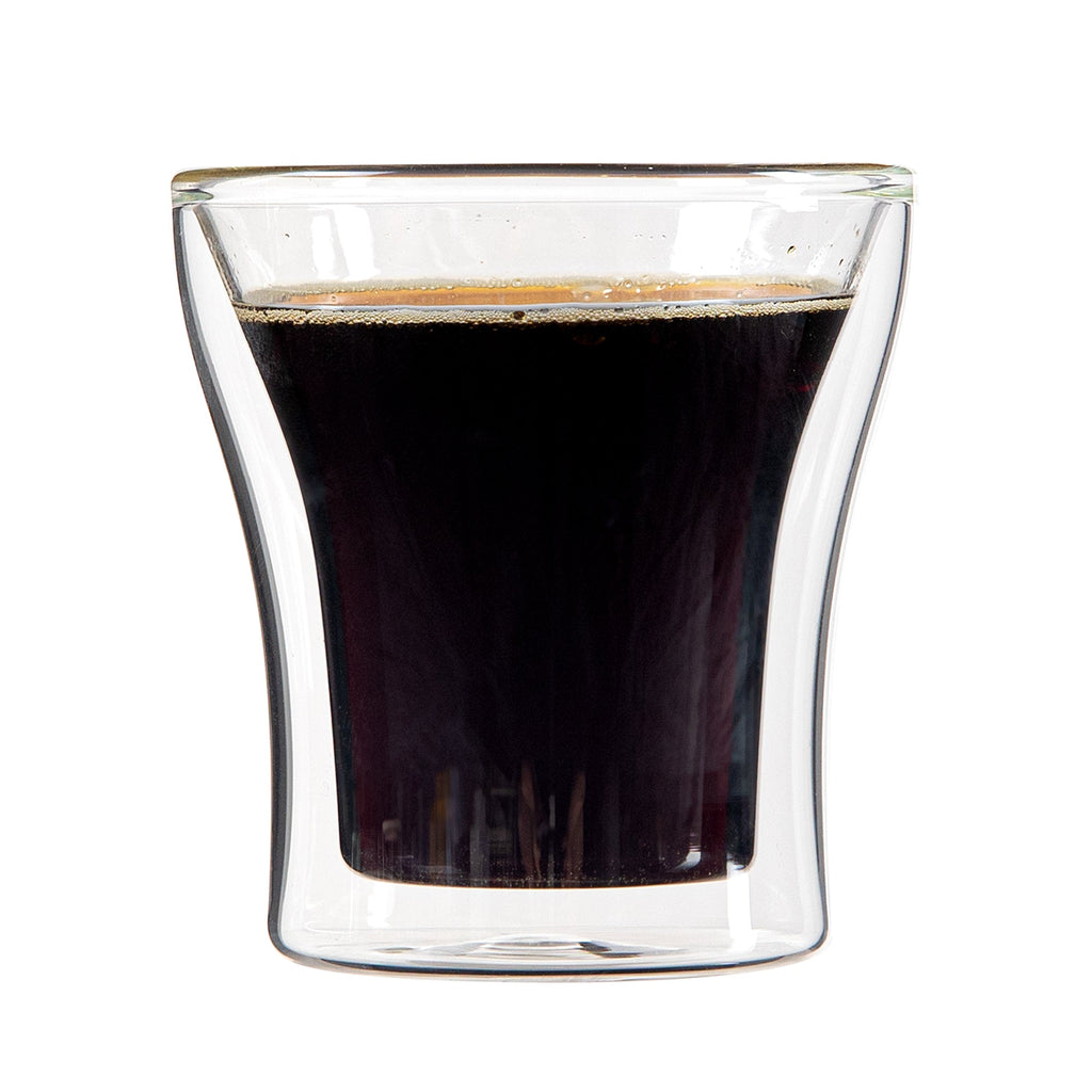 Forma Professional 3 oz Shot Glass / Espresso Cup - Double Wall, Borosilicate - 2 3/4'' x 2 3/4'' x 2 3/4'' - 12 count box
