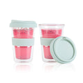 Forma Professional 14 oz Glass Travel Mug - Double Wall, Borosilicate, with Mint Green Lid and Sleeve - 1 count box