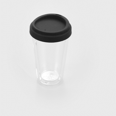 Forma Professional 14 oz Glass Travel Mug - Double Wall, Borosilicate, with Black Lid - 10 count box