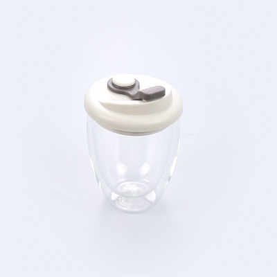 Forma Professional 12 oz Glass Travel Mug - Double Wall, Borosilicate, with Gray Lid - 1 count box