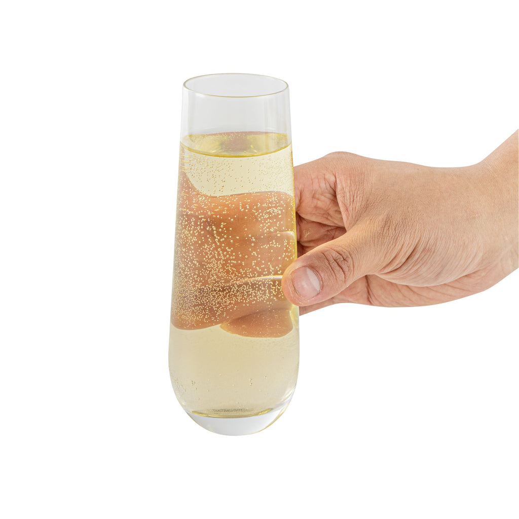 Vetri 10 oz Stemless Flute Glass - 1 3/4" x 1 3/4" x 6 1/4" - 6 count box
