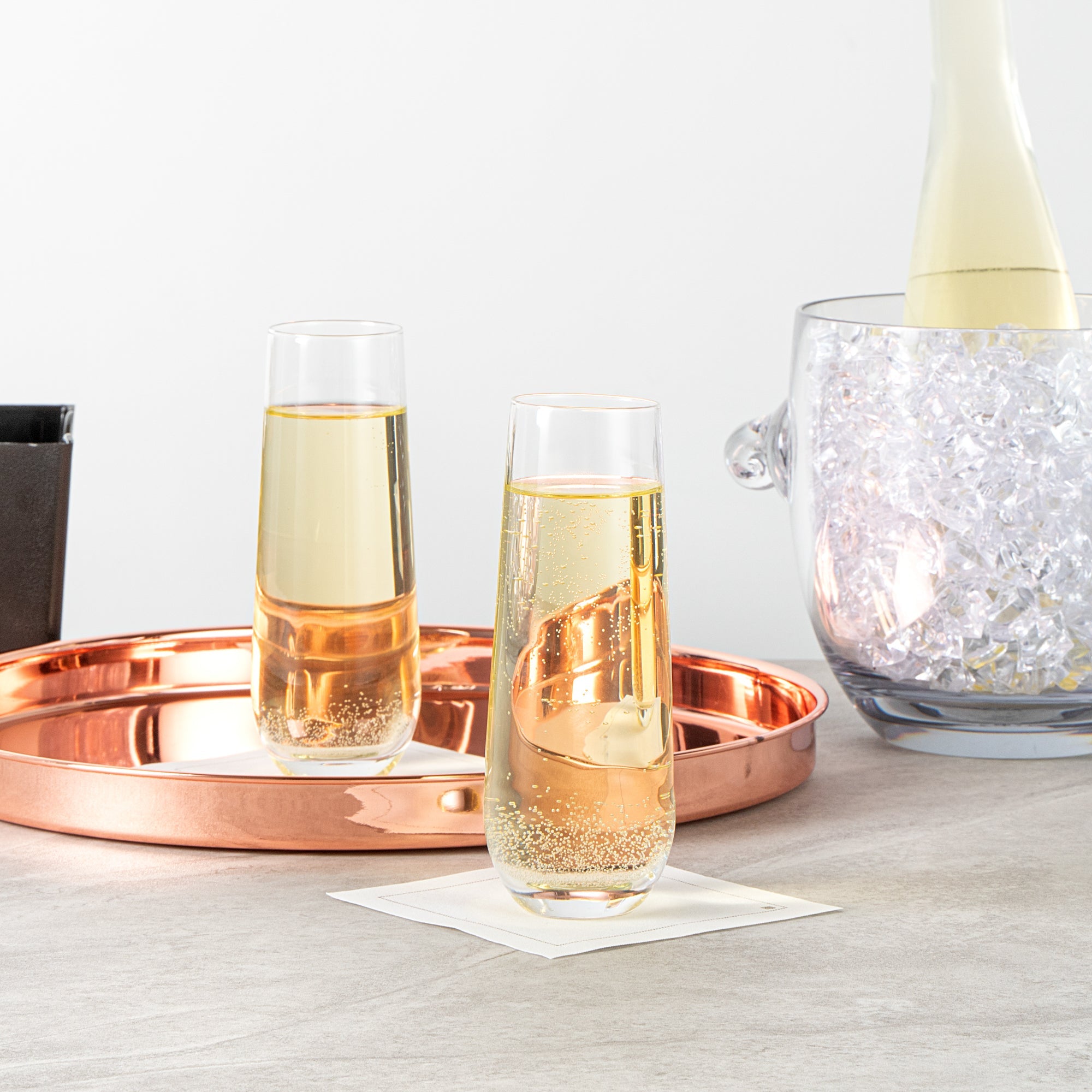 Vetri 10 oz Stemless Flute Glass - 1 3/4" x 1 3/4" x 6 1/4" - 24 count box