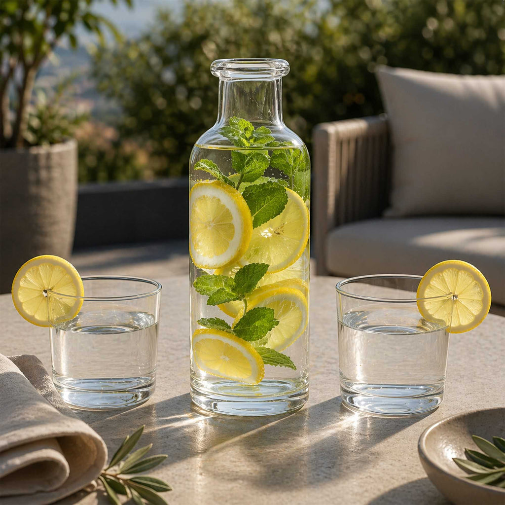Vetri 40 oz Glass Water Bottle - 3 1/2" x 3 1/2" x 9 3/4" - 24 count box